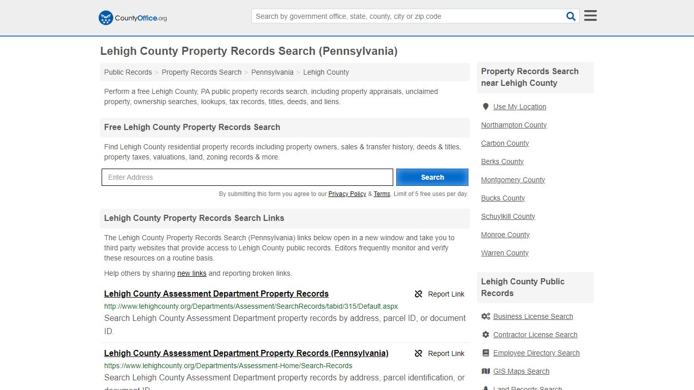 Lehigh County Property Records Search (Pennsylvania) - County Office